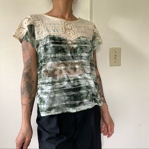 NWT free people crochet army combo tie dye top M